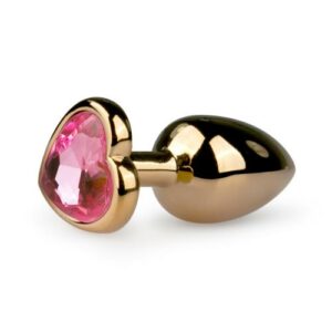 Metalen (Gouden) buttplug met roze hartje - EasyToys