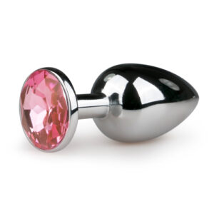 Metalen buttplug met roze steen - EasyToys