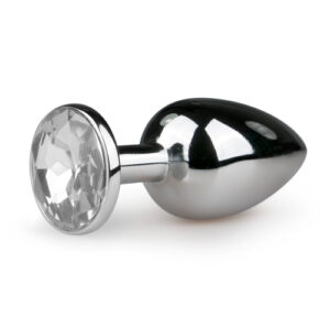 Metalen buttplug met transparante diamant - Easy Toys