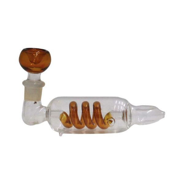 Glass Spiral Pipe - Amber 13 cm