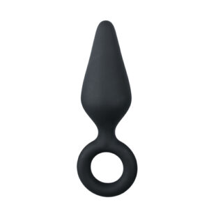 Zwarte Buttplug met Trekring - Medium